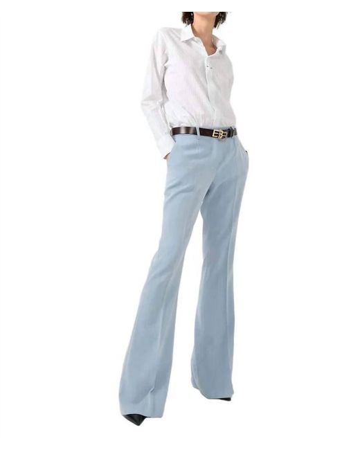 Barbara Bui Blue Herringbone Bootcut Trouser