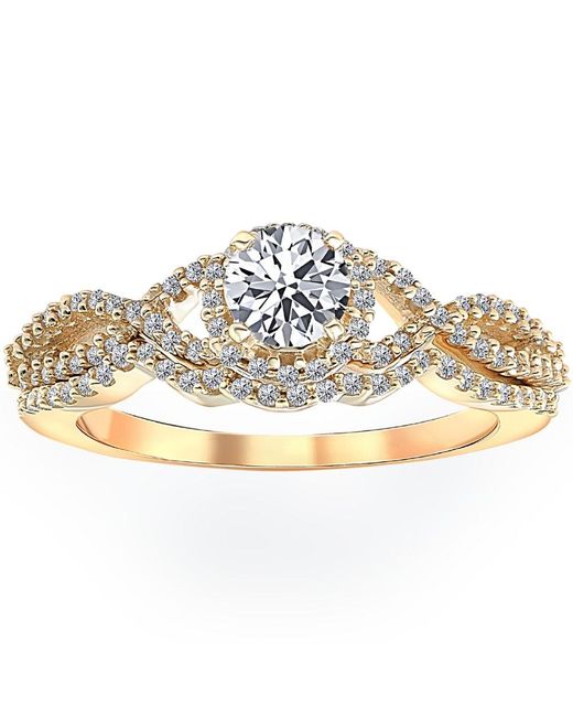 Pompeii3 Metallic 3/4 Ct Diamond Engagement Infinity Wedding Ring Set 14k Yellow Gold