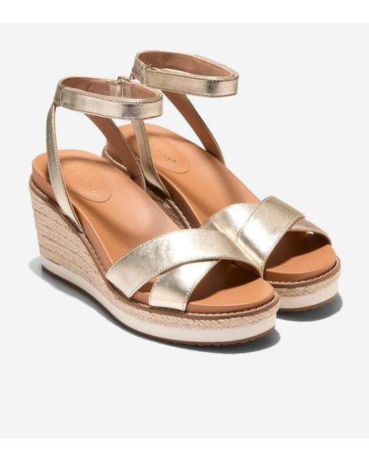 Cole Haan Metallic Cloudfeel Espadrille Wedge Sandals