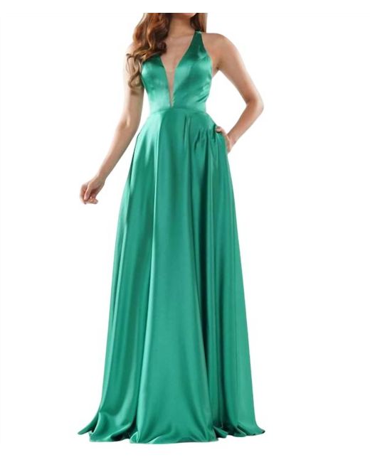 Colors Dress Green Long Halter Prom Dress