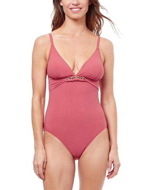 Gottex Red Unchain My Heart V-neck One-piece