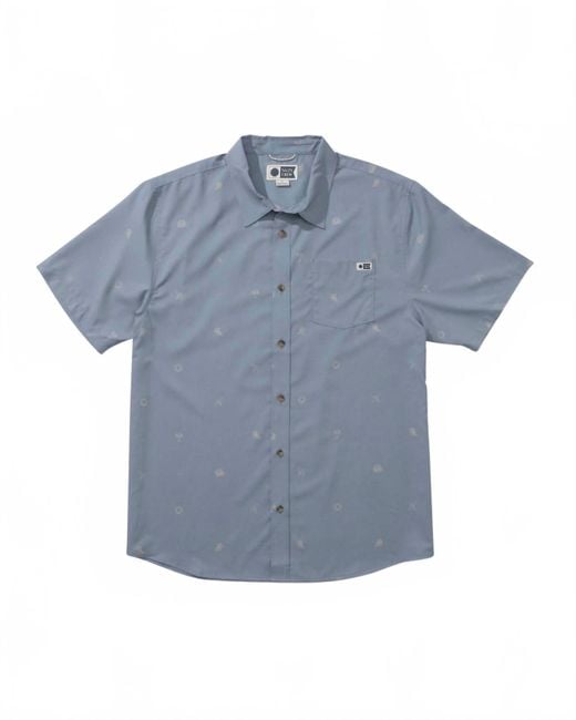 Salty Crew Blue Micro Vibes Short Sleeve Tech Woven Shirt for men