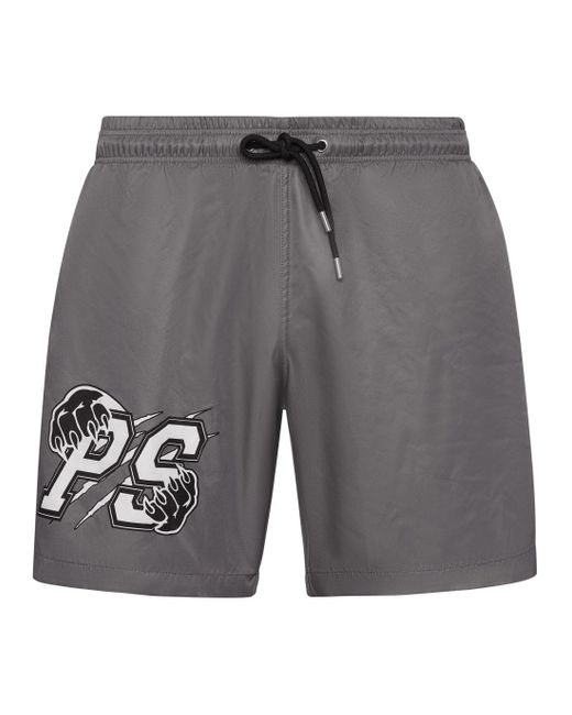 Philipp Plein Gray Swim Trunks for men