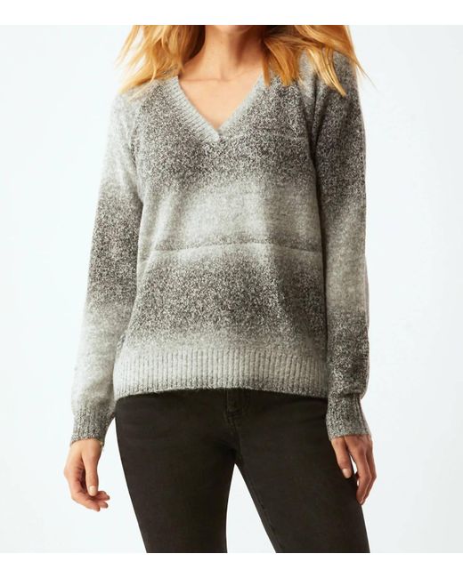 Ecru Gray Space Dye V-neck Sweater