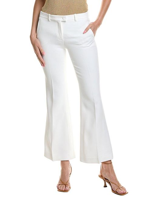Michael Kors White Haylee Silk-Blend Crop Trouser