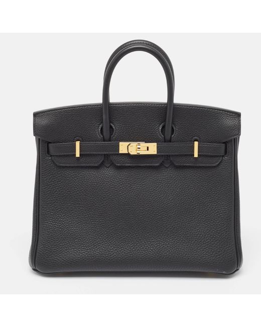 Hermès Black Noir Togo Leather Gold Finish Birkin 25 Bag