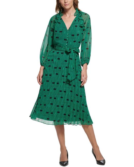 Karl Lagerfeld Green Chiffon Midi Dress