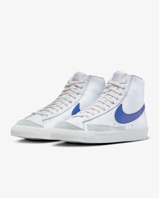 Nike Blue Blazer Mid '77 Vintage Bq6806-124 White Game Royal Leather Shoes Foh22 for men