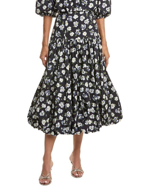 Cinq À Sept Black Mini Tossed Poppies Ellah Skirt