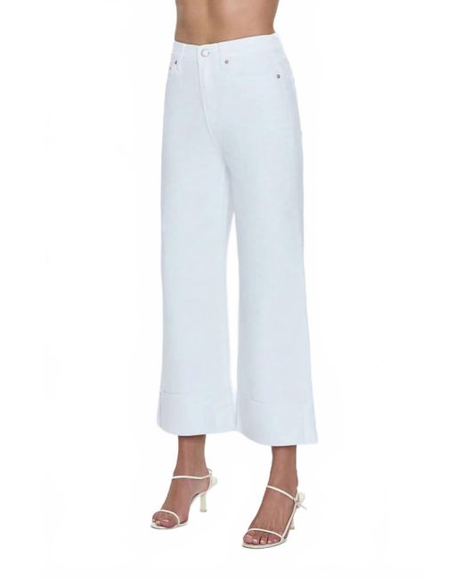Pistola White Lana High Rise Ultra Wide Leg Crop With Cuff Jeans