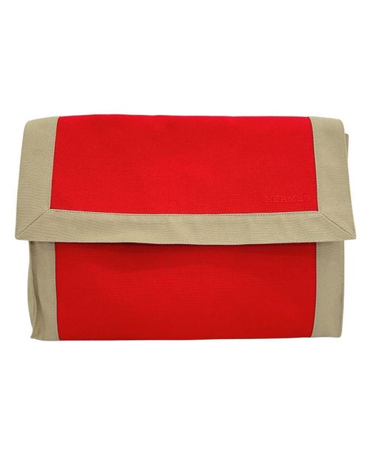Hermès Red Tapidocel Canvas Clutch Bag (pre-owned)