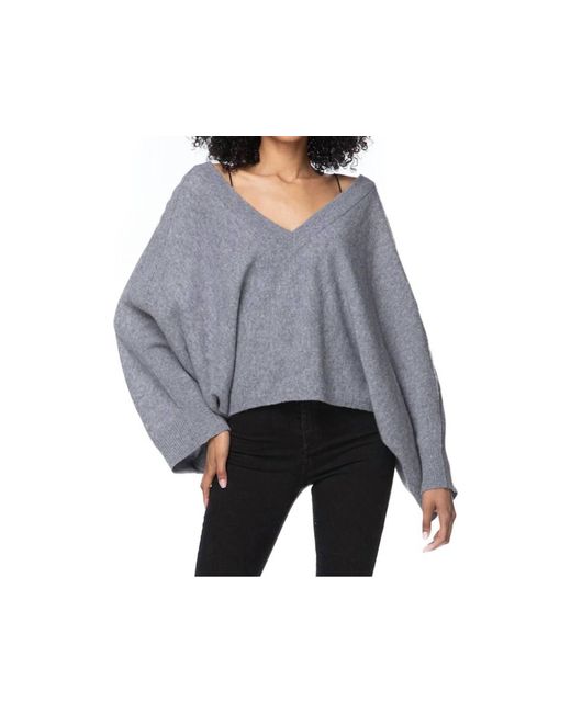 Subtle Luxury Gray Coastal Cool Crew/v-neck Reversible Sweater