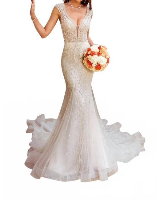 Kitty Chen Couture White Andrea Fit And Flare Gown