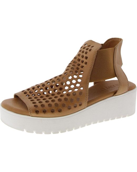 Silent D Brown Odeya Faux Leather Round Toe Slide Sandals
