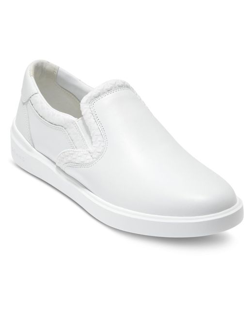 Cole Haan White Grand Crosscourt Leather Slip On Fashion Sneakers