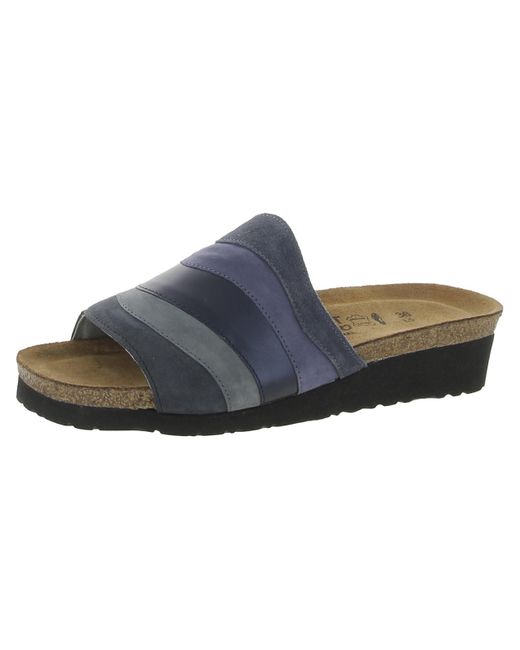 Naot Blue Portia Leather Slip-on Slide Sandals
