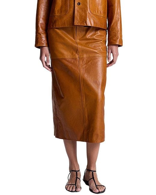A.L.C. Brown Mabel Leather Skirt