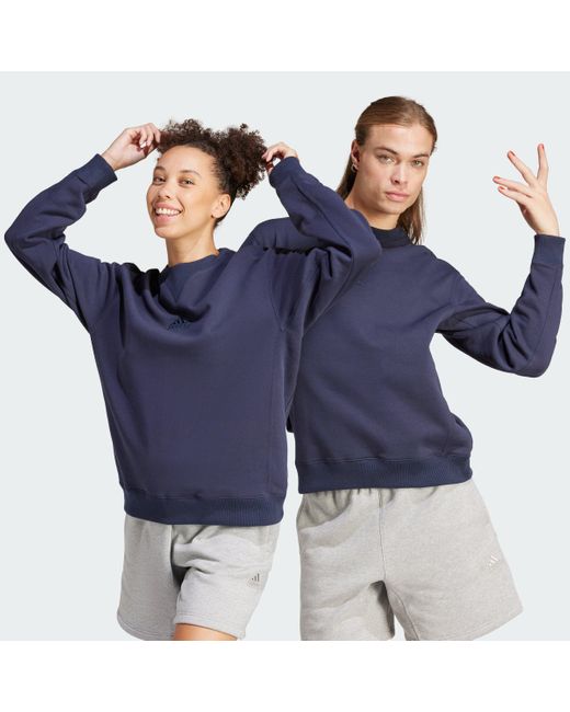 Adidas Blue Lounge Fleece Sweatshirt for men