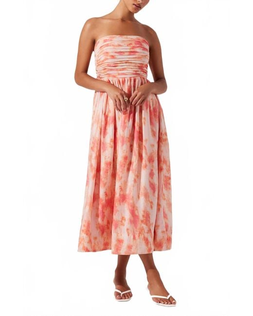 Astr Red Aneesha Midi Dress