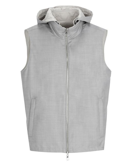 Montecore Gray Wool Reversible Hooded Jacket for men
