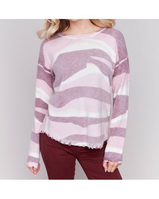 Charlie b Purple Reversible Printed Sweater