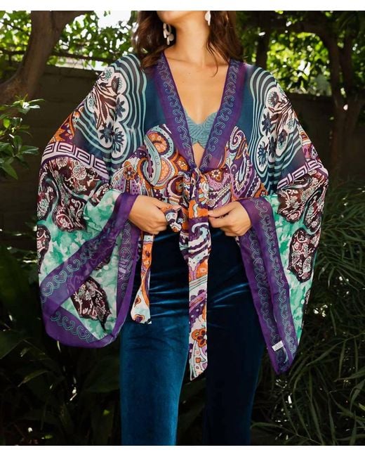Leto Blue Boho Chic Tie Front Wrap