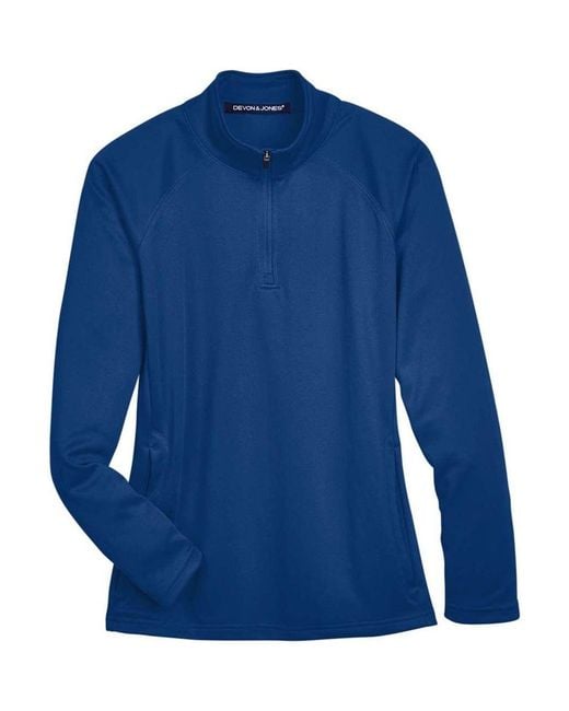 Devon & Jones Blue Stretch Tech-Shell Compass Quarter-Zip Pullover