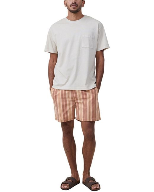 Cotton On White Kahuna Relaxed Striped Flat Front Tie-waist/belted for men