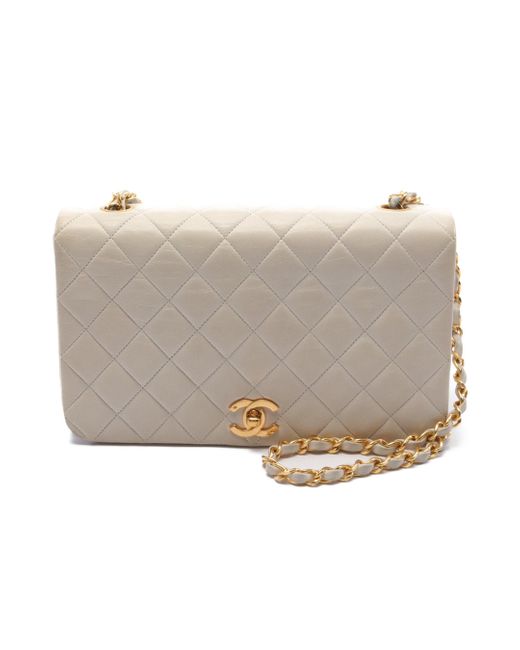 Chanel Gray Matelasse Full Flap Chain Shoulder Bag Lambskin Gold Hardware