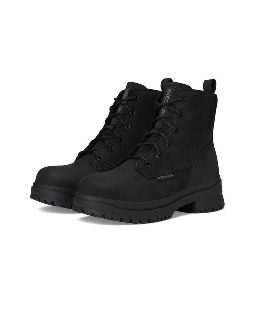 Skechers Black Foxgrove 8.5 Leather Memory Foam Comp Toe Work Boot Zogg112 for men