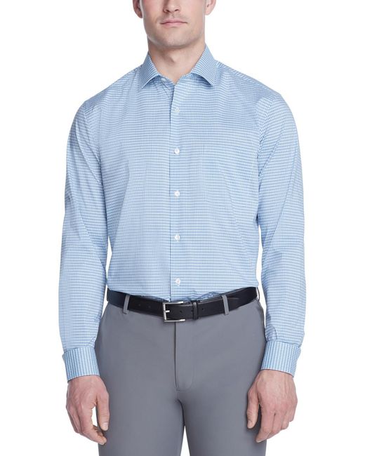 Van Heusen Blue Check Print Stretch Button-down Shirt for men