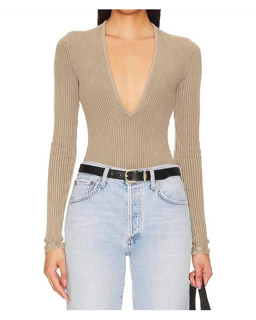 Agolde Blue Zena Ribbed Bodysuit