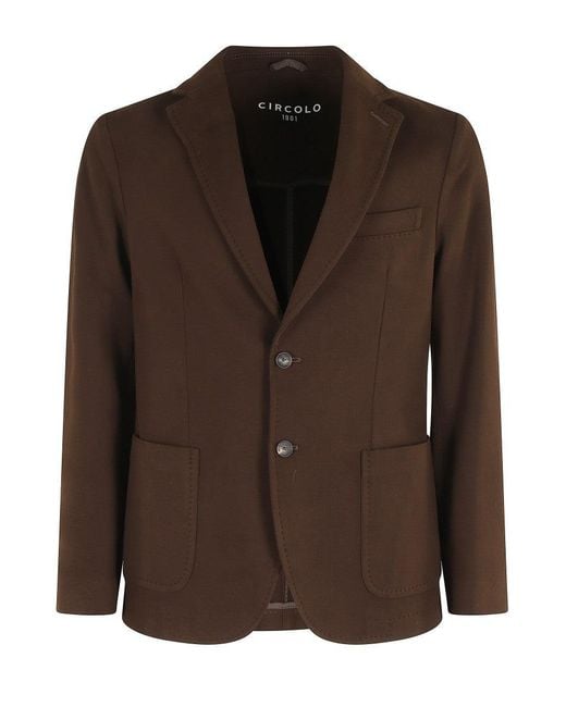 Circolo 1901 Brown Bark-Finish Sweatshirt Jacket With Button Closure for men
