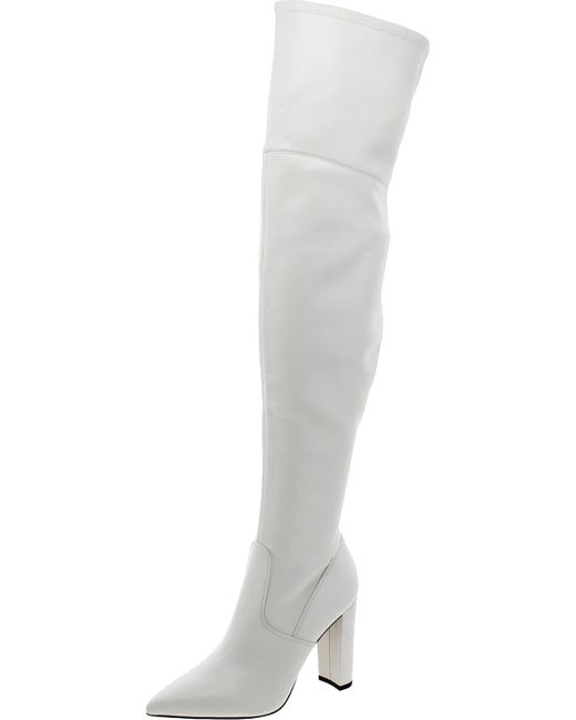 Marc Fisher White Garalyn2 Faux Leather Pointed Toe Over-the-knee Boots