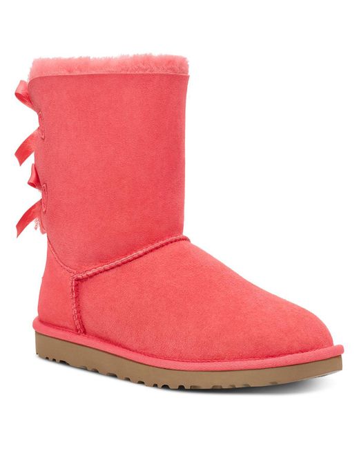 Ugg Pink Bailey Bow Ii Suede Shearling Winter Boots