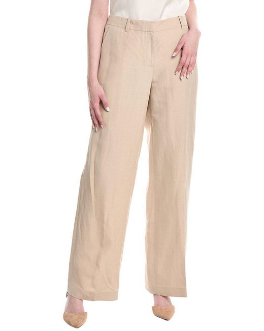 Lafayette 148 New York Natural Gates Silk & Linen-blend Full Leg Pant
