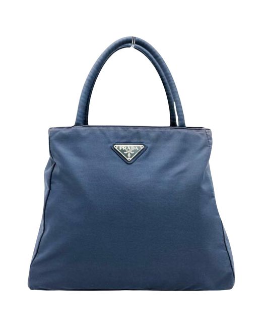 Prada Blue Tessuto Synthetic Tote Bag (pre-owned)