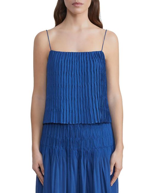 Lafayette 148 New York Blue Smocked Cropped Cami