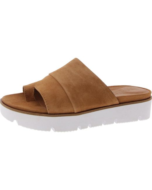 Gentle Souls Women's Brown Lavern Leather Slip On Flatform Sandals