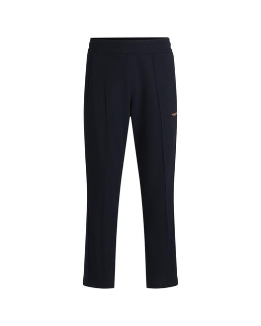 Boss Blue X Aston Martin Jersey Tracksuit Bottoms With Perforated Leather Stripe for men