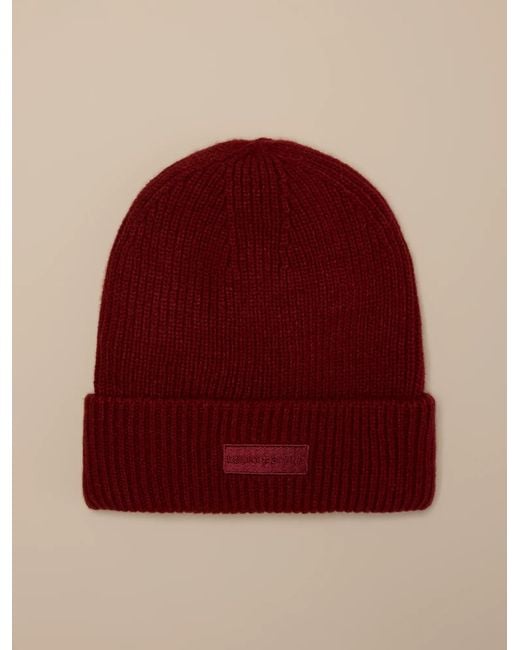 Lucky Brand Red Solid Knit Beanie for men