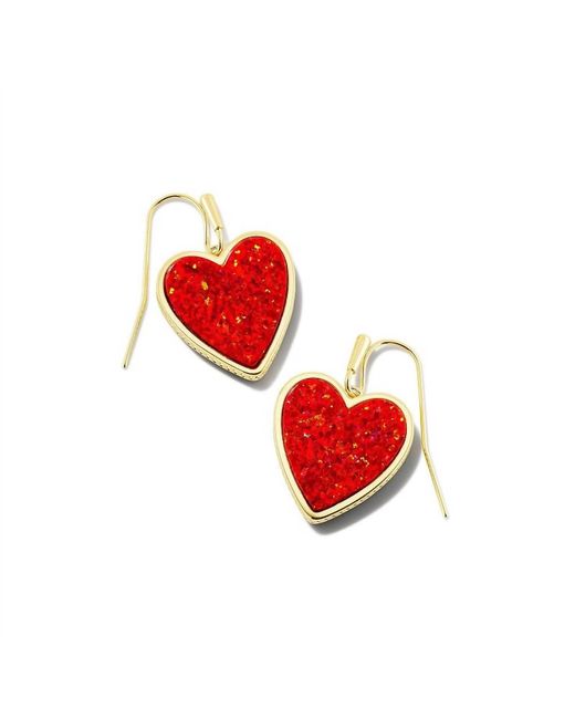 Kendra Scott Red Heart Drop Earrings