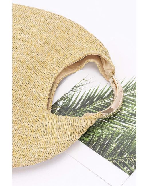 Fashnzfab Metallic Faux Straw Metal Handle Hobo Bag