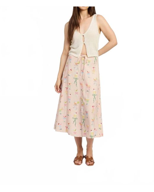 En Saison Natural Button A-Line Midi Skirt