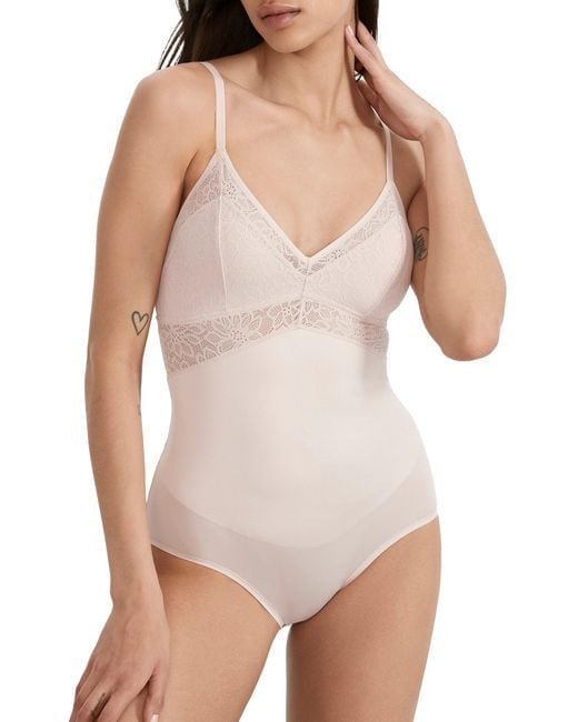 Maidenform White Tame Your Tummy Lace Firm Control Bodysuit