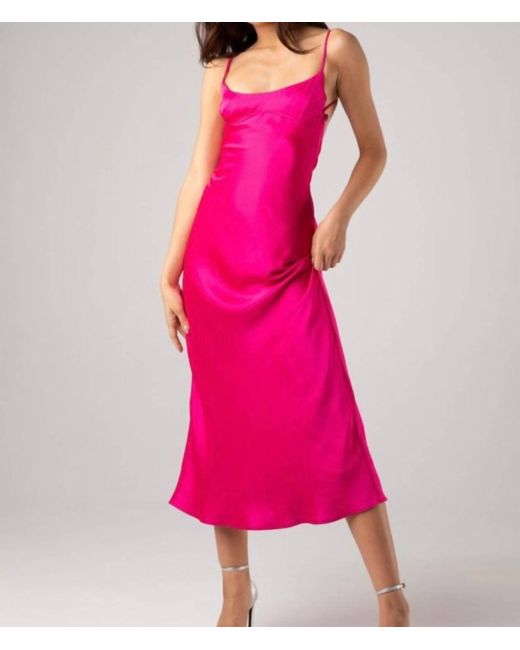 Dance & Marvel Pink Isabella Satin Midi Dress