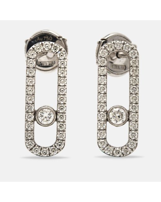 Messika Metallic Move Uno Pave Diamond 18k White Gold Earrings