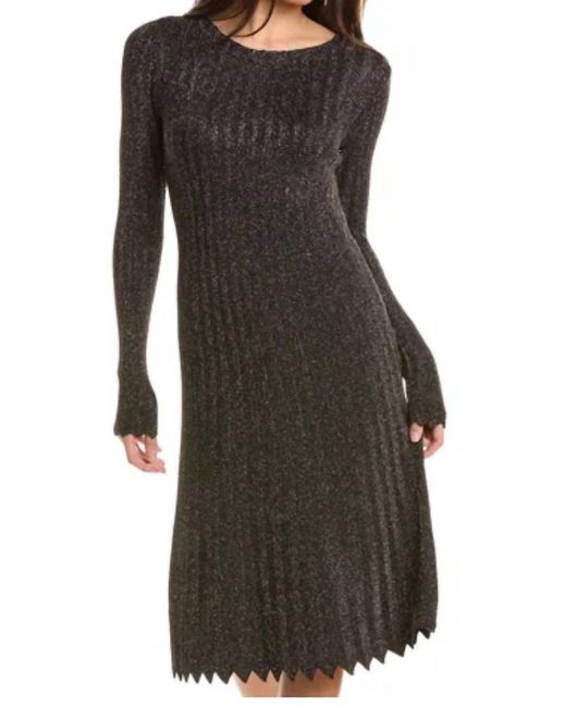 Tahari Women's Black Metallic Knit Midi Dress