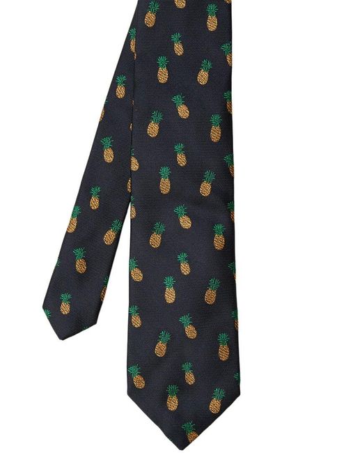 J.McLaughlin Blue Jacquard Silk-Blend Tie for men