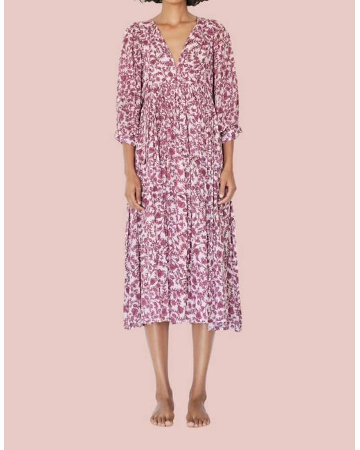 Sundry Pink Blouson Sleeve Midi Dress